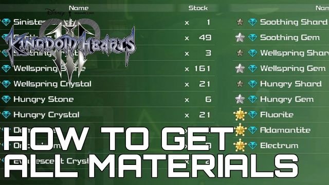 Kingdom Hearts 3 Item Synthesis Recipes and Materials List