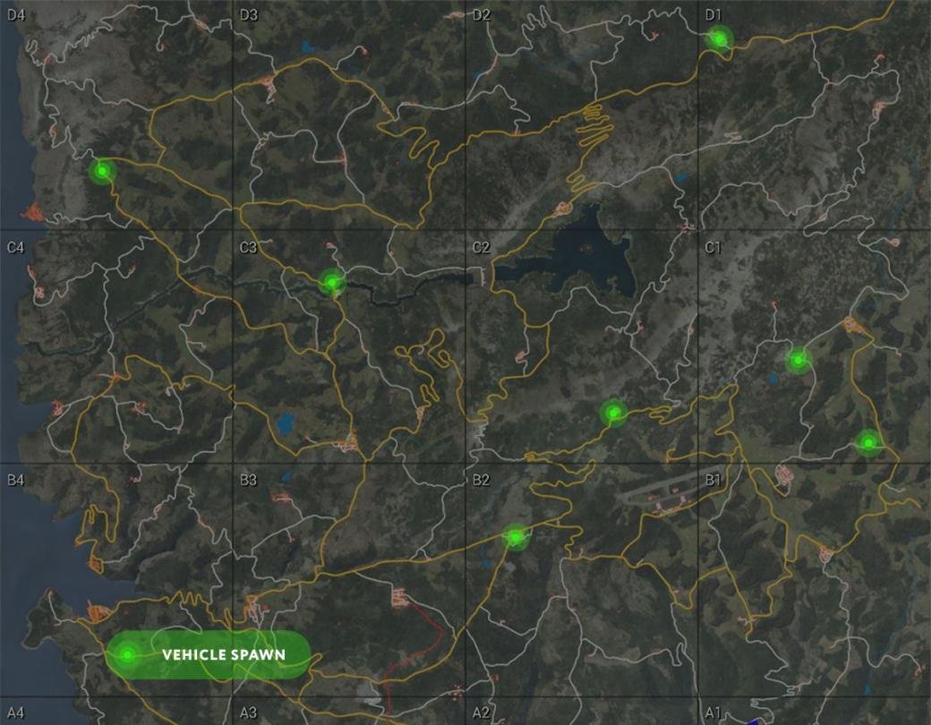 SCUM Vehicle Spawn Locations Map
