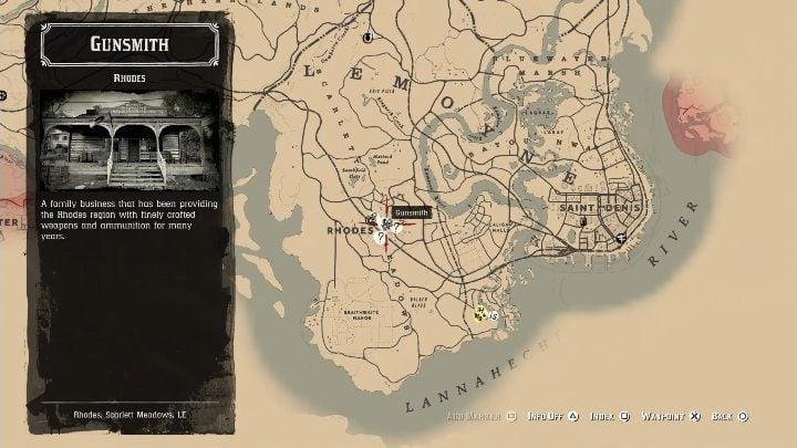 Red Dead Redemption 2 Gunsmith Walkthrough Map