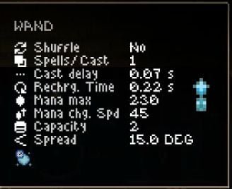 noita wand stats
