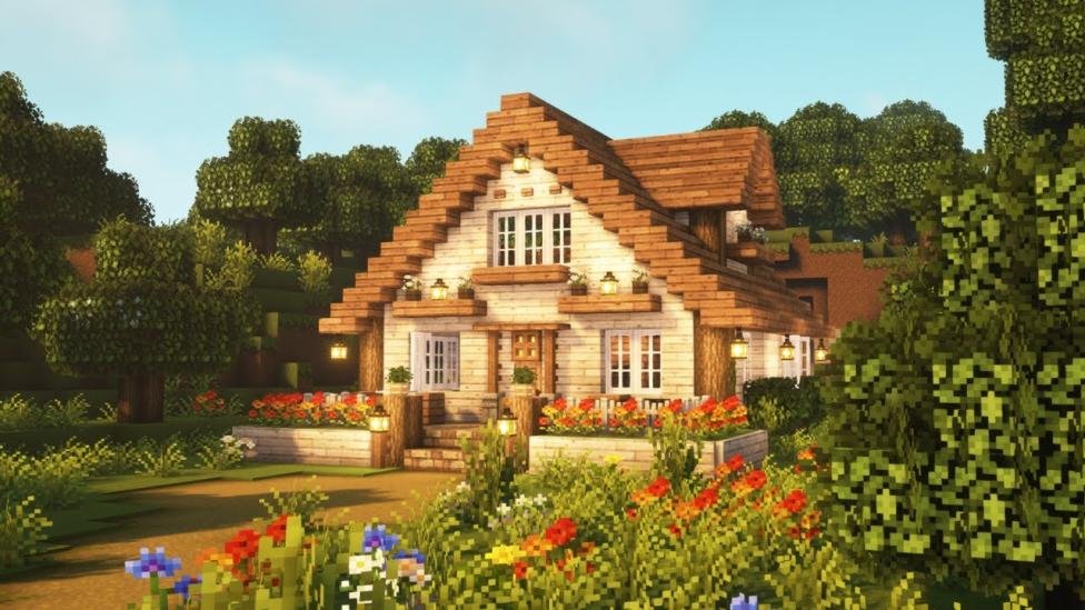 Minecraft] 🌼🍃 Aesthetic Cozy House Tutorial / Cottagecore / Mizuno's 16 Craft Resource Pack - YouTube