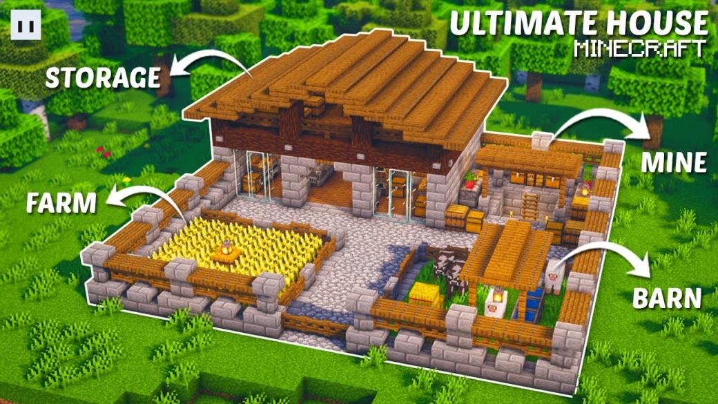 Minecraft : How to Build a Ultimate Survival House | 2 Players House - YouTube