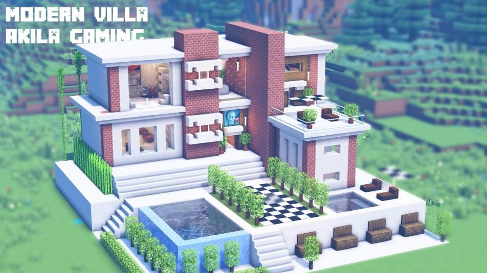 Minecraft : Modern House/Villa & INTERIOR ｜How to Build in Minecraft - YouTube