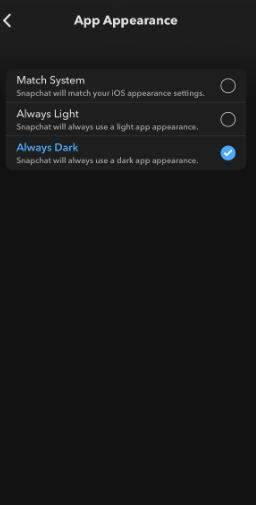 dark mode on snapchat