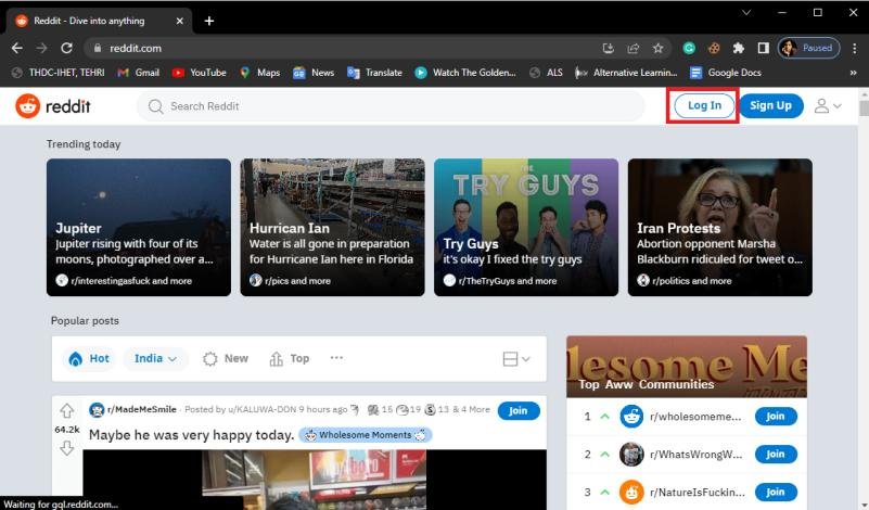 Click on Log In and enter your correct credentials
