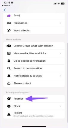 restrict in messenger