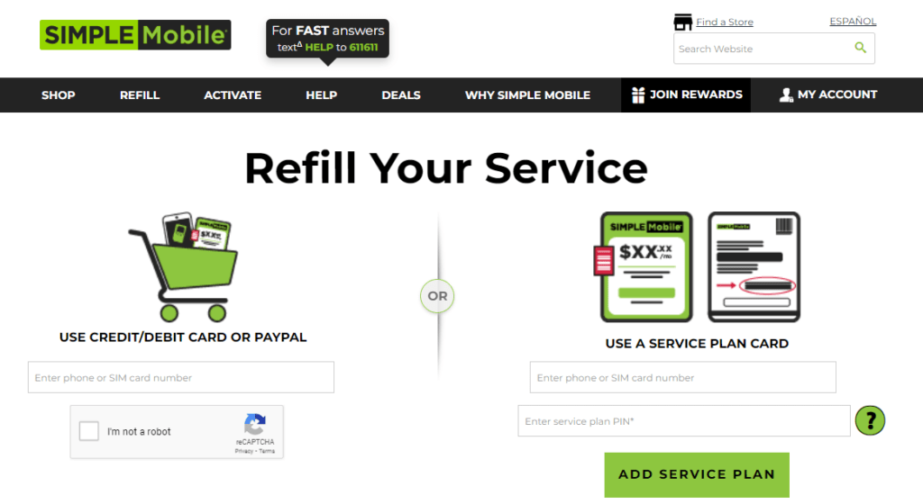 Simple Mobile Refill