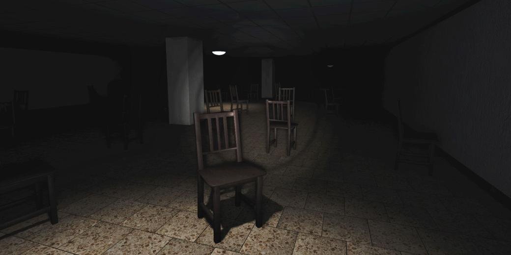 The Chair Room from Level 8 of Roblox Apeirophobia.